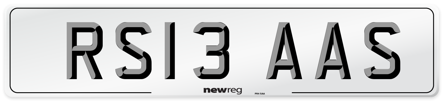 RS13 AAS Number Plate from New Reg